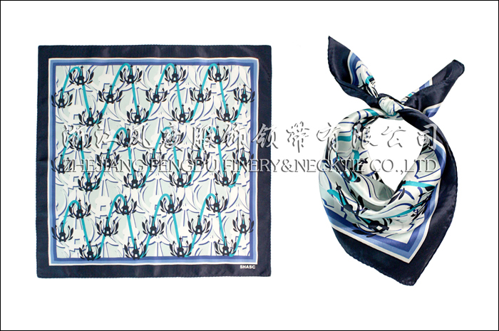 上海奉賢區行政服務中心 真絲小方巾 規格：53x53cm